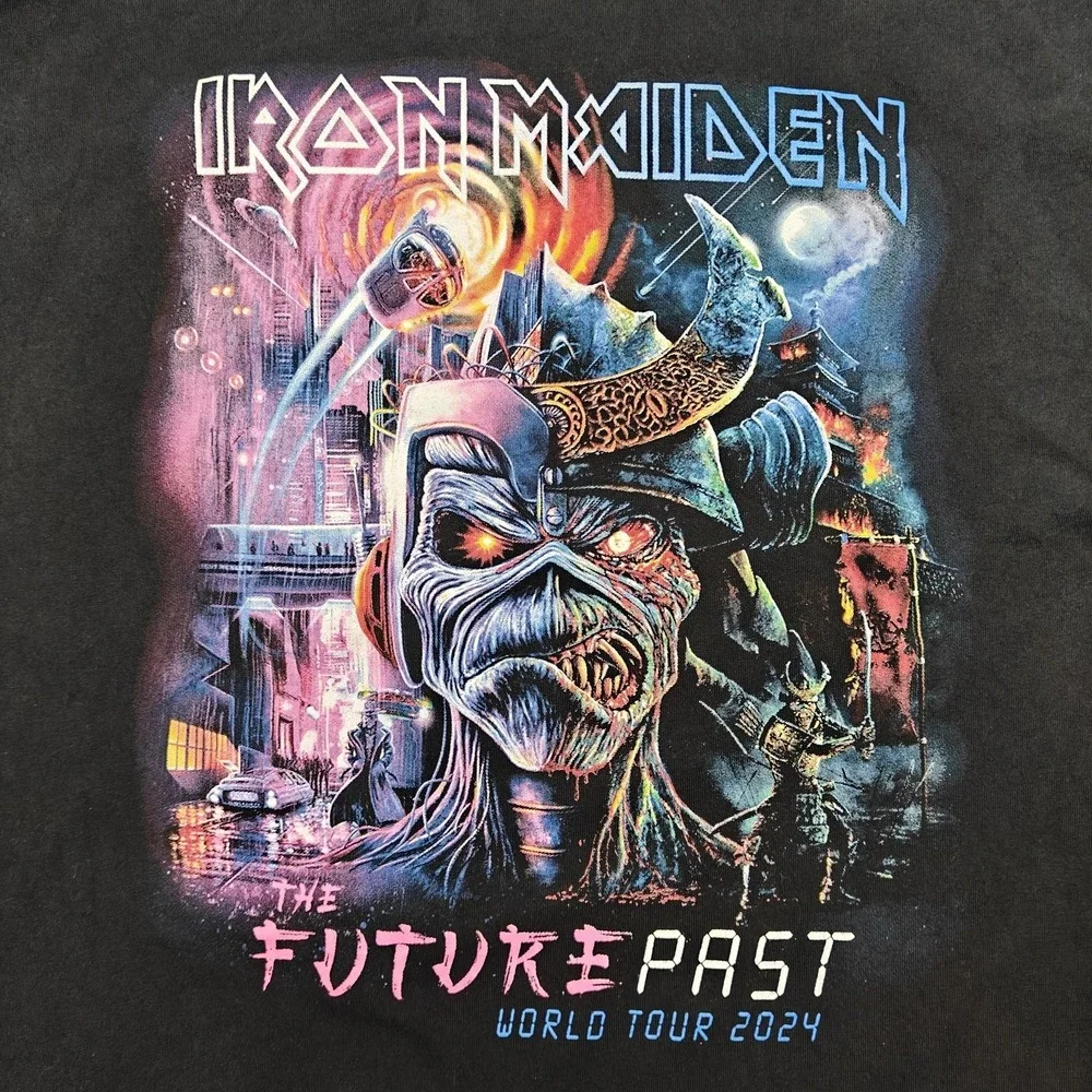 Iron Maiden Shirt Mens‎ 2XL Black Future Past World Tour 2024 Tee Eddie Prodada